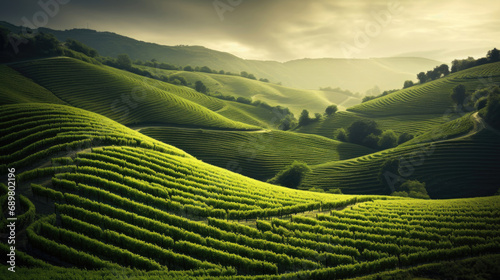 Green vineyard on a hill