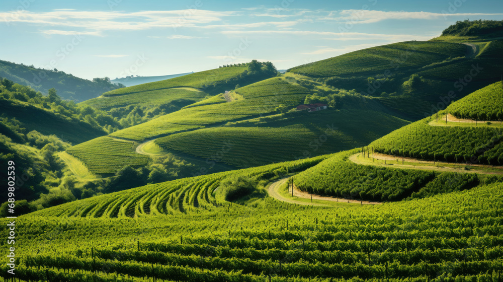 Green vineyard on a hill