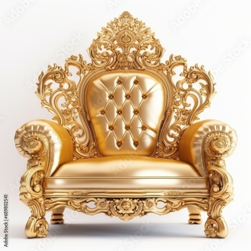 A golden chair on a white background.