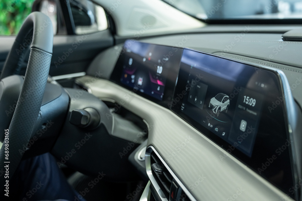 Electronic control panel of a modern car. Electronic control panel of a modern car.