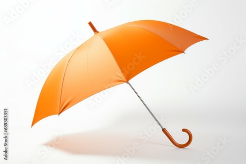 Opened orange umbrella isolated on white background