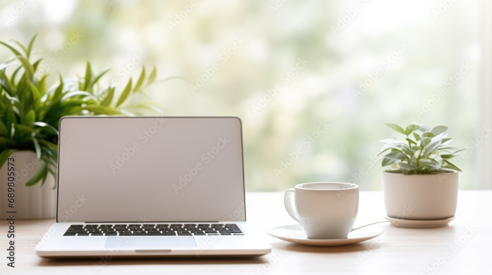 A laptop computer sitting on top of a wooden table. A laptop computer sitting on top of a wooden table.