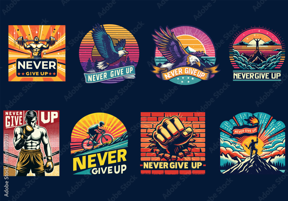 never give up t shirt design.never give up typography vector bundle