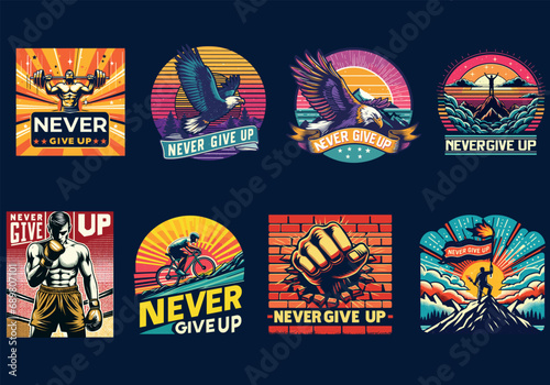 never give up t shirt design.never give up typography vector bundle © Print Prodigy