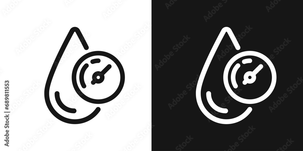 Blood pressure vector icon. Blood drop and pressure meter sign