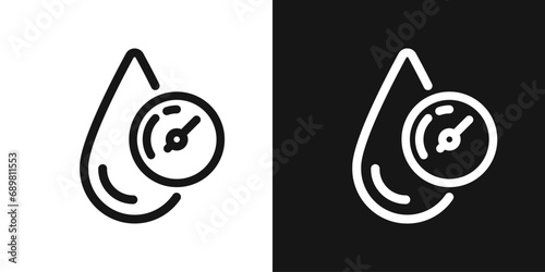 Blood pressure vector icon. Blood drop and pressure meter sign