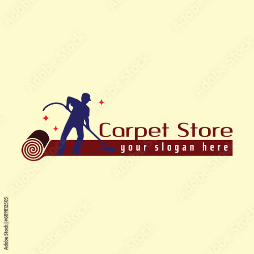 carpet shop and carpet cleaning logo design vector
