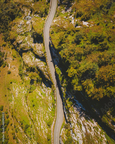 Aerial view of the Mountain Road Pass Col d'Aubisque, Nouvelle Aquitaine, France. photo