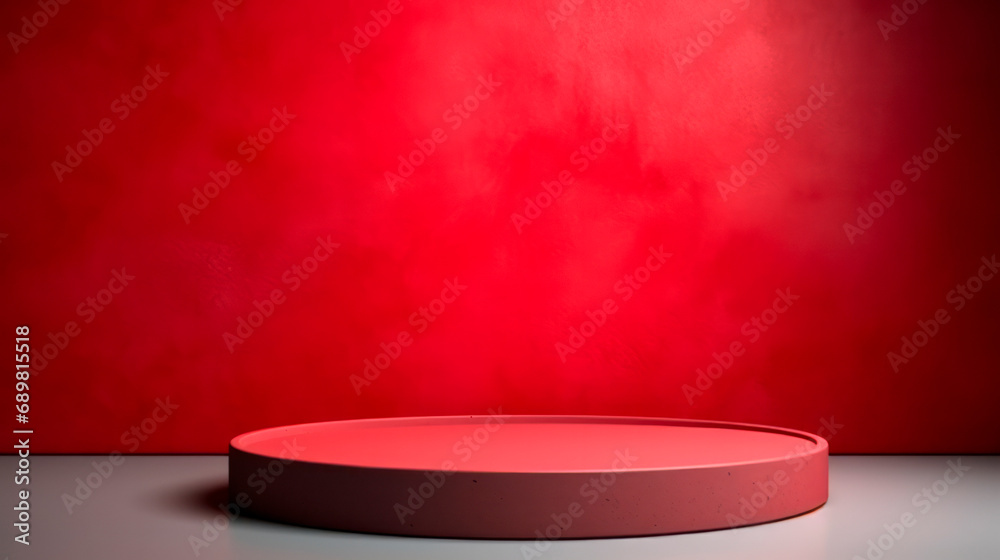 red product display stand background. AI generative