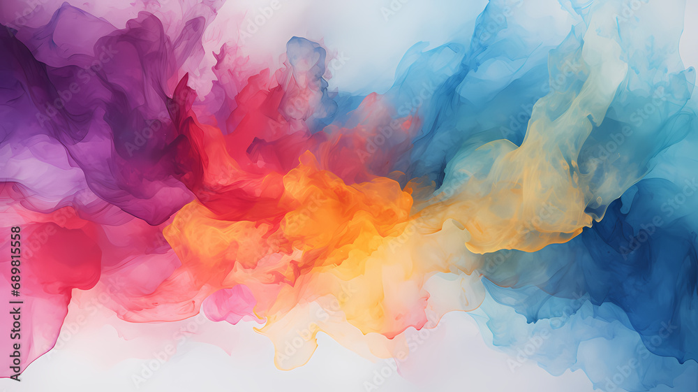 watercolor painting of rainbow colors, abstract art background, wallpaper, design resource, art over white background