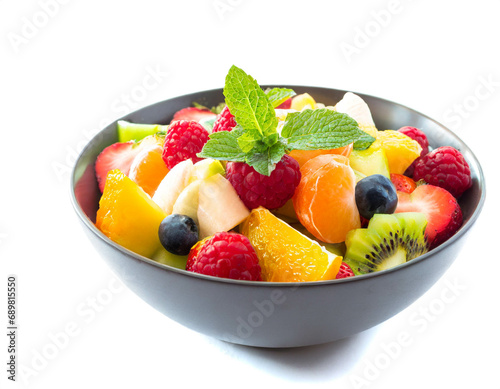 Fruit salad isolated on white background, cutout