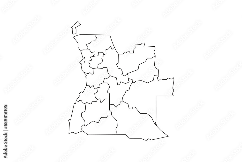 Vector Angola map outline with white background