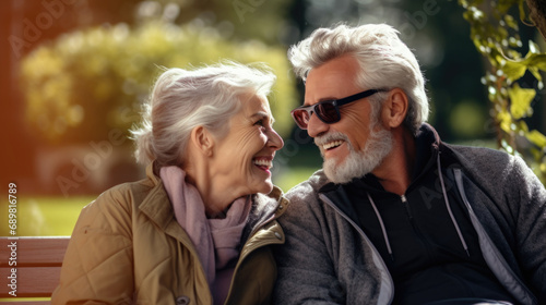 A man and a woman are sitting on a bench.