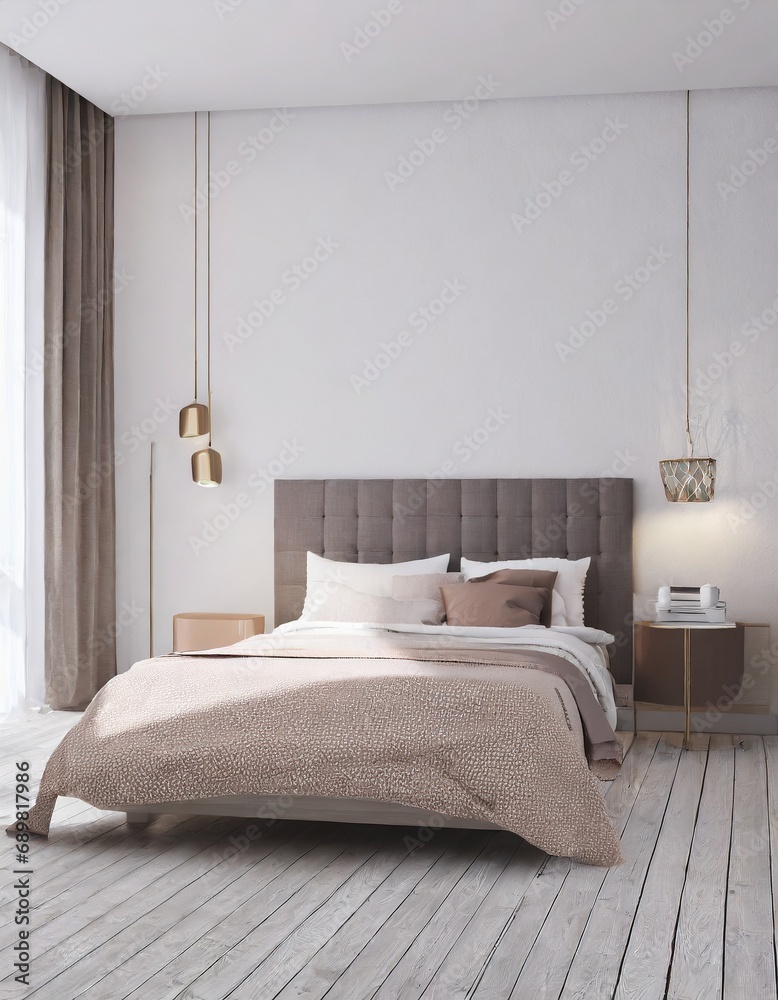 Scandinavian style interior design of modern bedroom Scandinavian style interior design of modern bedroom