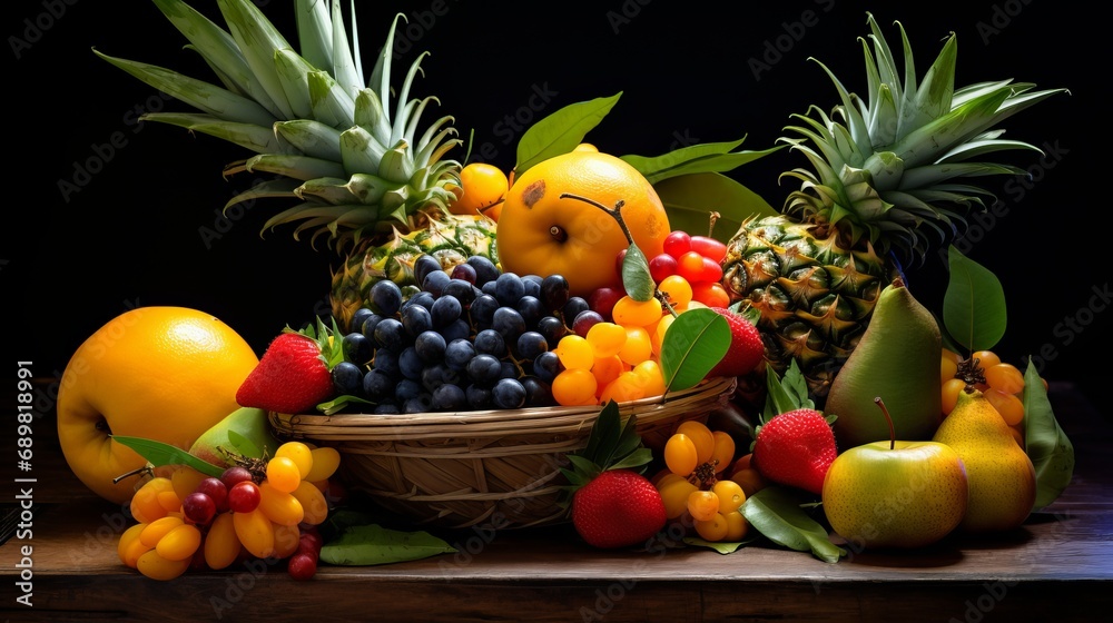 A arrangement of exotic fruits that are delicious A arrangement of exotic fruits that are delicious