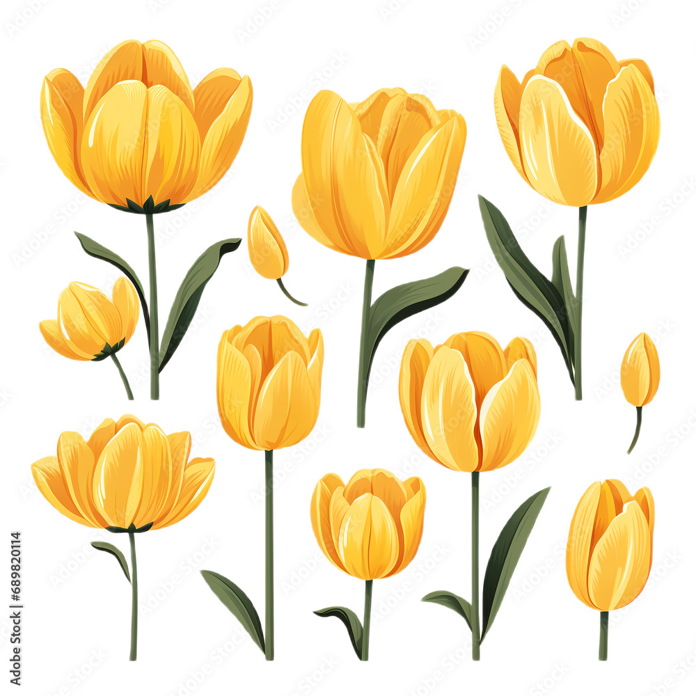 seamless pattern with yellow tulips, PNG seamless pattern with yellow tulips, PNG