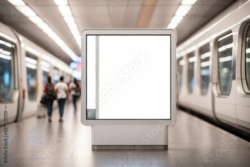 Metro station advertising board white mockup. ai generative