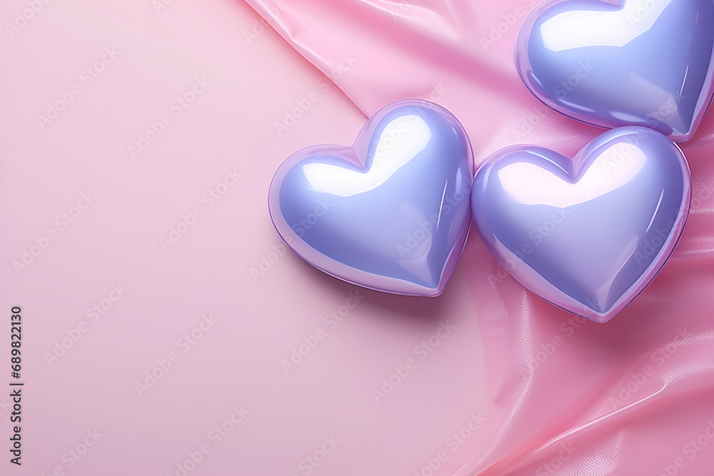 Valentine's day background in blown design style, 3D, holographic colors.