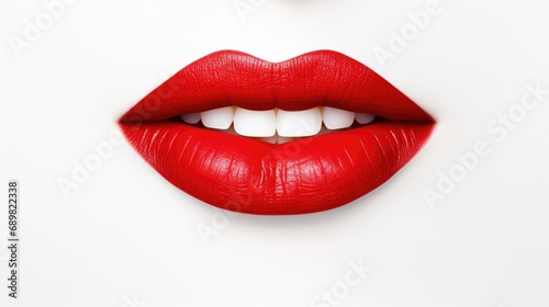 Lipstick Communication: Elevate your marketing with a captivating image – a red lipstick mouth forming a blank sign on a white banner.