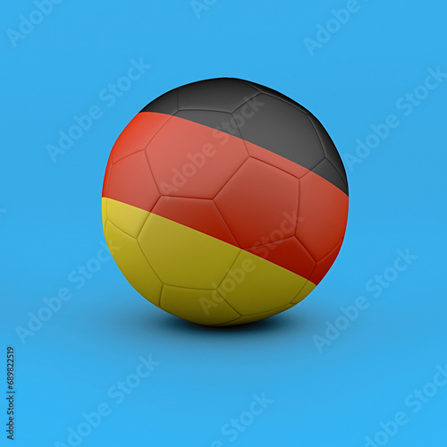 A soccer ball on a blue background. The flag of Italy. 3d rendering. Illustration.