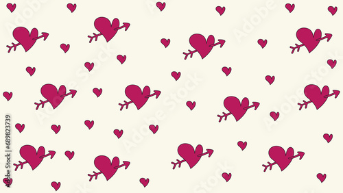 The pattern of love hearts and valentines