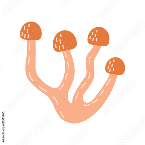 Mushrooms of honeydew. Fresh, fragrant honey fungus. Flat vector illustration isolated on white background