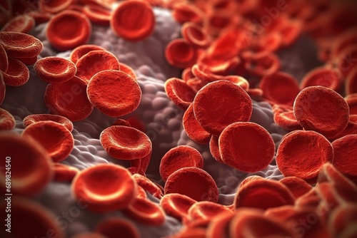 Close-up red blood cells photo