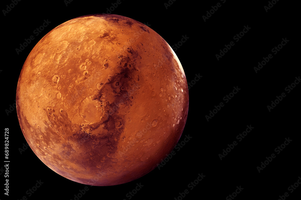 Naklejka premium Planet Mars on a dark background. Elements of this image furnished by NASA