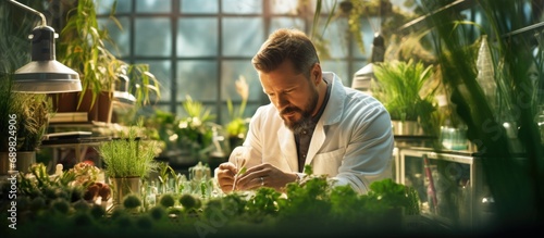 Botanist scientist man in w...