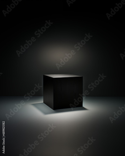 3d realistic black box podium stand minimal