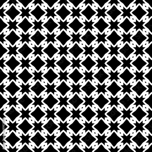 Black and white seamless abstract pattern. Background and backdrop. Grayscale ornamental design. Mosaic ornaments. Vector graphic illustration. EPS10.
