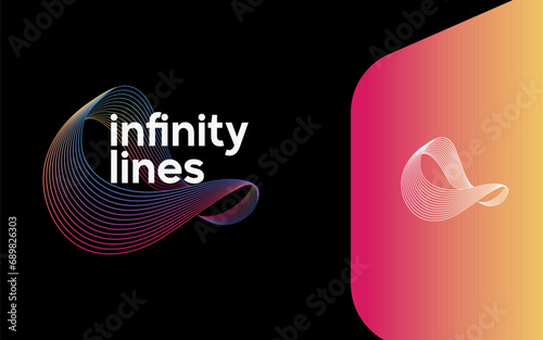 Gradient Infinity lines Logo design. infinity symbol making from lines concept logo design. Logo template. Infinity square logo, symbol, badges, icons, monogram, social media, logomark.