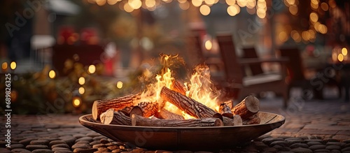 A portable fireplace with b...