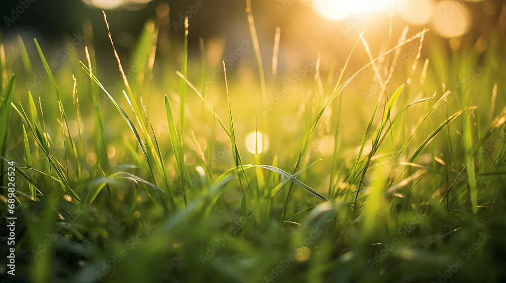 Sunny Serenity: Sunlight Filtering Through Green Grass