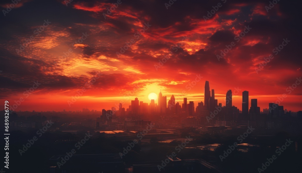 Sunset Over a Cityscape