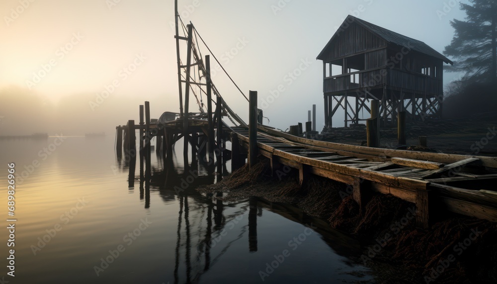 A Serene Wooden Dock by the Water