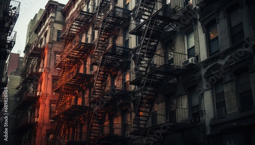 A Towering Building with Numerous Fire Escapes
