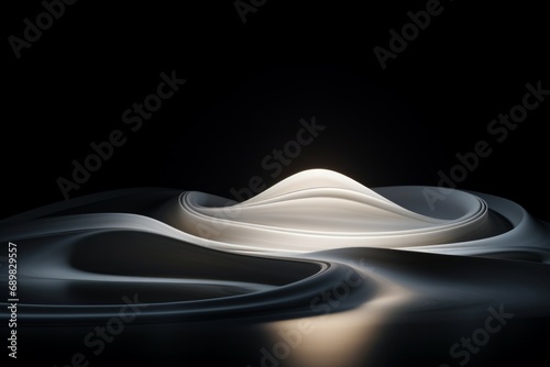 Luxury dark background, Black, white and beige color and tone, Close up detail of circular architectural shape