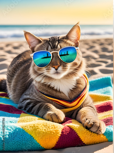 cat on the beach