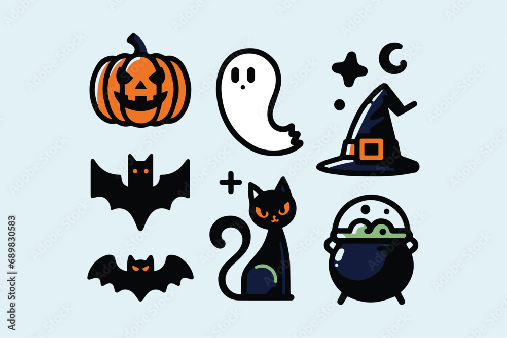 Sleek and Spooky Minimal Halloween Graphics - Ideal for Contemporary Festive Design and Decor