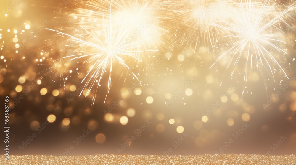 Fototapeta premium Colorful Fireworks Background For Celebration With Copy Space