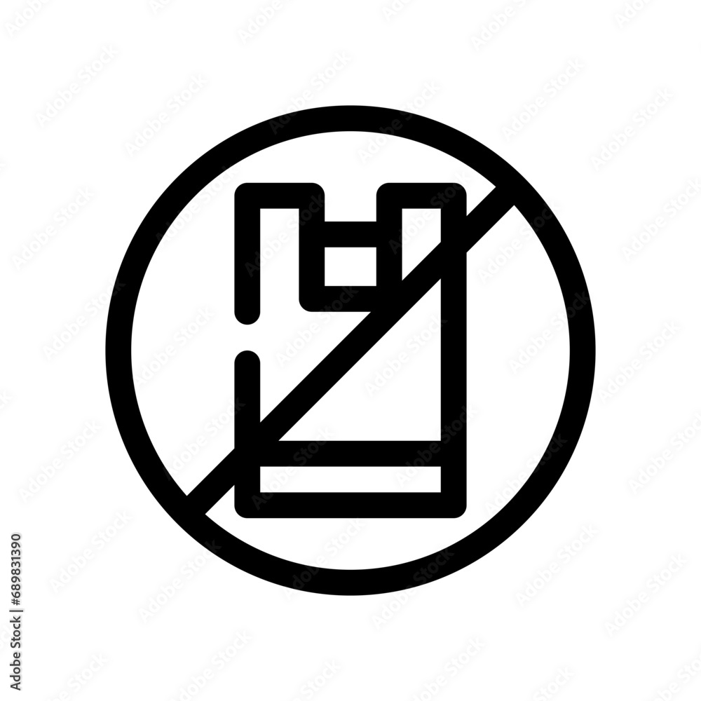 no plastic bag line icon