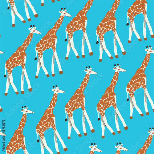 seamless pattern with giraffe in vector. wild animal in flat style. For background, wallpaper, textile, print, wrapping. Series of animal images in flat style