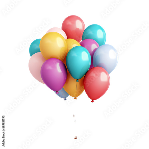 Various colored balloons on transparent background PNG