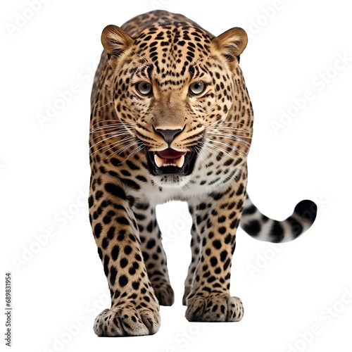 Fierce leopard on transparent background PNG