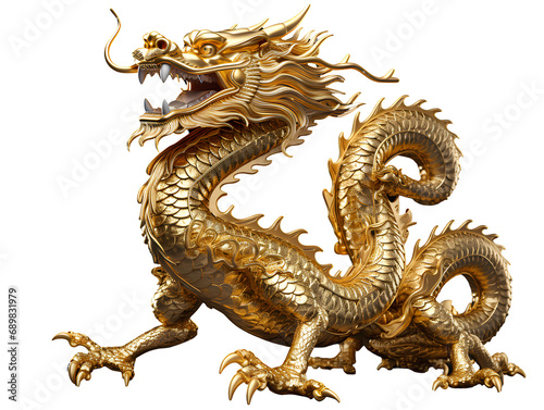 Golden dragon  Chinese lucky symbol  on transparent background PNG