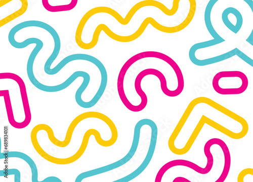 Fun colorful doodle made from colored curved lines. Children's vector background. Modern Abstract patterns. For packaging design, covers, games
