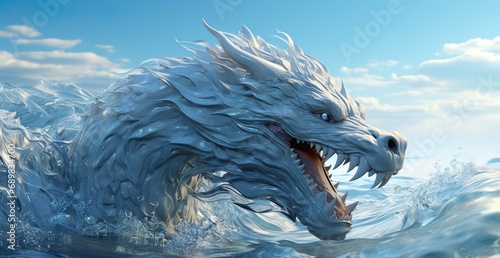 emerging water dragon under blue sky photo