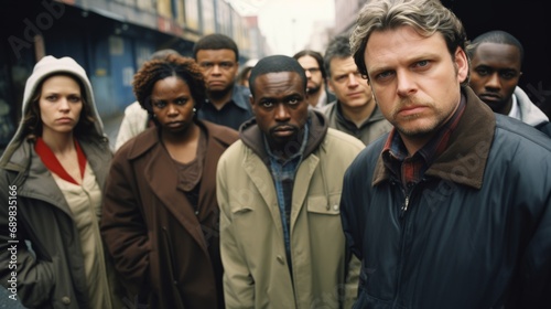 Group of angry people on the street
