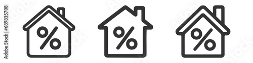 Rate for mortgage icon set, collection, pack on white background